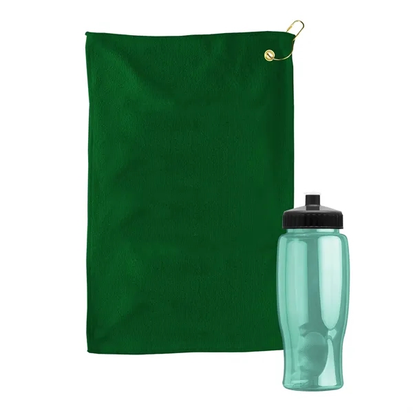 27 oz. Poly-pure transparent bottle with microfiber golf towel. Towel is... from ASI 40480 Koozie Group