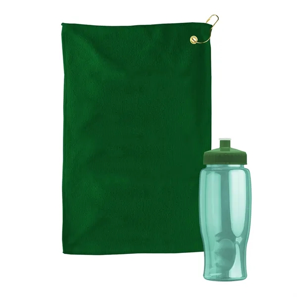 27 oz. Poly-pure transparent bottle with microfiber golf towel. Towel is... from ASI 40480 Koozie Group