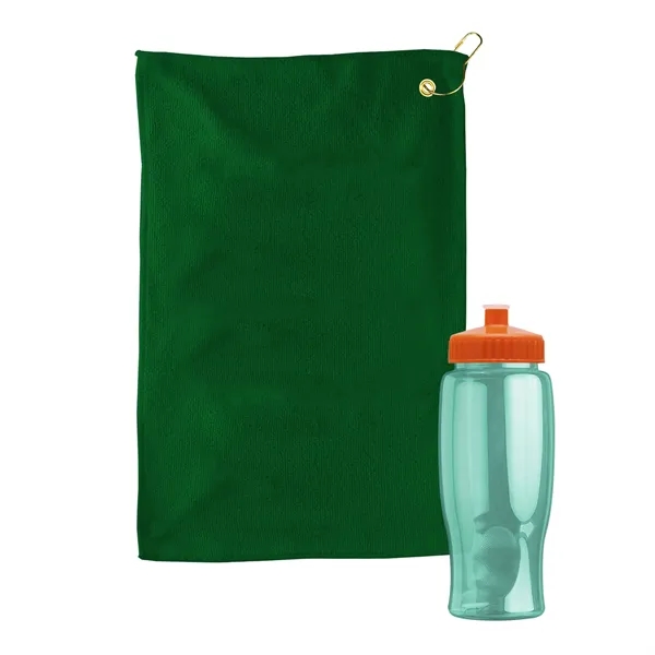 27 oz. Poly-pure transparent bottle with microfiber golf towel. Towel is... from ASI 40480 Koozie Group