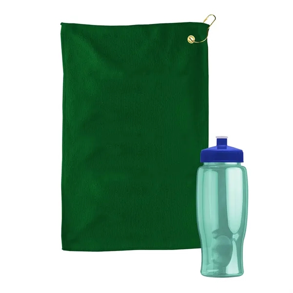 27 oz. Poly-pure transparent bottle with microfiber golf towel. Towel is... from ASI 40480 Koozie Group