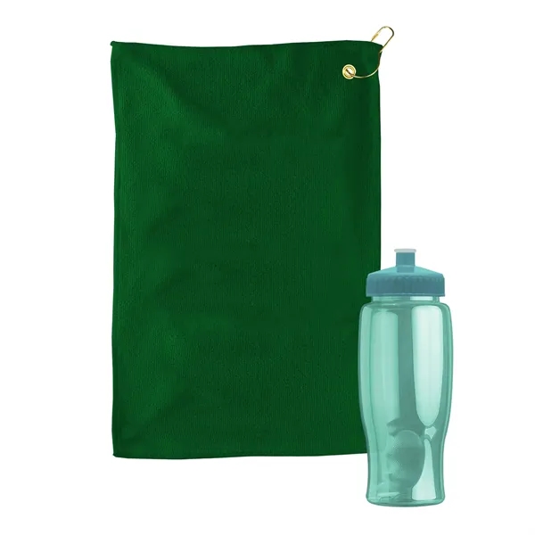 27 oz. Poly-pure transparent bottle with microfiber golf towel. Towel is... from ASI 40480 Koozie Group