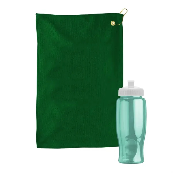 27 oz. Poly-pure transparent bottle with microfiber golf towel. Towel is... from ASI 40480 Koozie Group