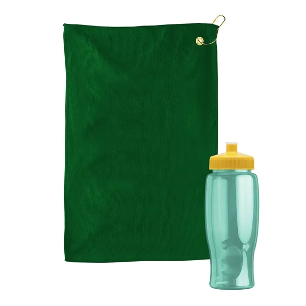 27 oz. Poly-pure transparent bottle with microfiber golf towel. Towel is... from ASI 40480 Koozie Group