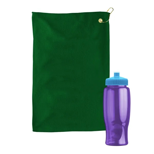 27 oz. Poly-pure transparent bottle with microfiber golf towel. Towel is... from ASI 40480 Koozie Group