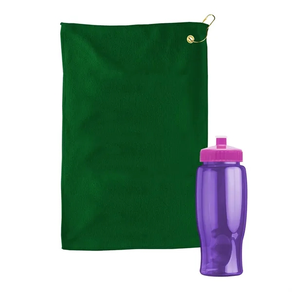 27 oz. Poly-pure transparent bottle with microfiber golf towel. Towel is... from ASI 40480 Koozie Group