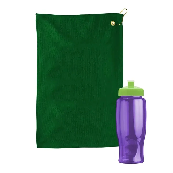 27 oz. Poly-pure transparent bottle with microfiber golf towel. Towel is... from ASI 40480 Koozie Group