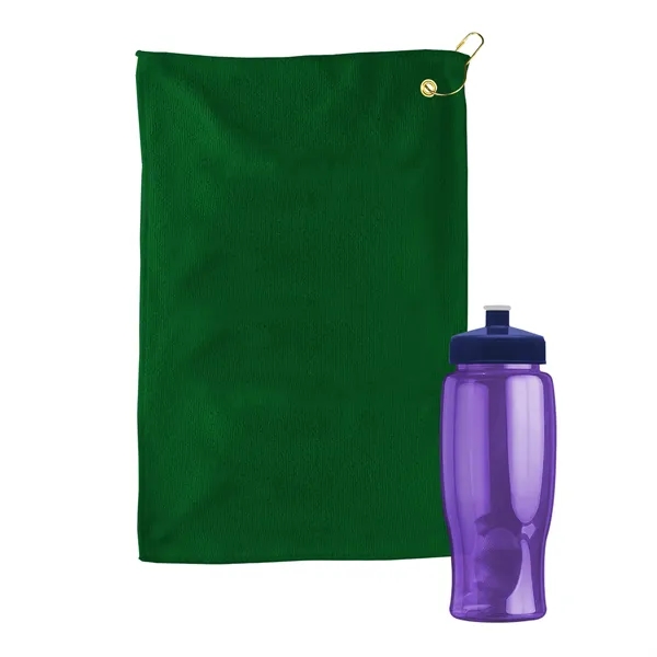 27 oz. Poly-pure transparent bottle with microfiber golf towel. Towel is... from ASI 40480 Koozie Group