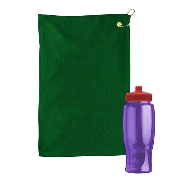 27 oz. Poly-pure transparent bottle with microfiber golf towel. Towel is... from ASI 40480 Koozie Group