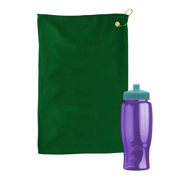 27 oz. Poly-pure transparent bottle with microfiber golf towel. Towel is... from ASI 40480 Koozie Group