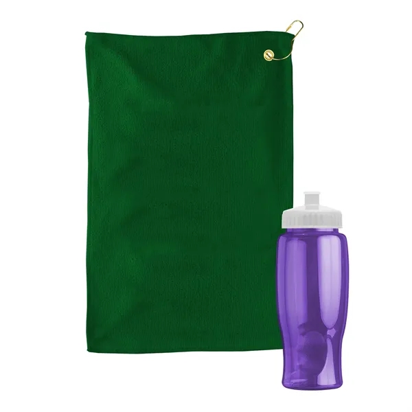 27 oz. Poly-pure transparent bottle with microfiber golf towel. Towel is... from ASI 40480 Koozie Group