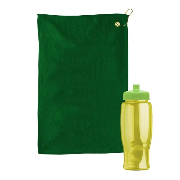 27 oz. Poly-pure transparent bottle with microfiber golf towel. Towel is... from ASI 40480 Koozie Group