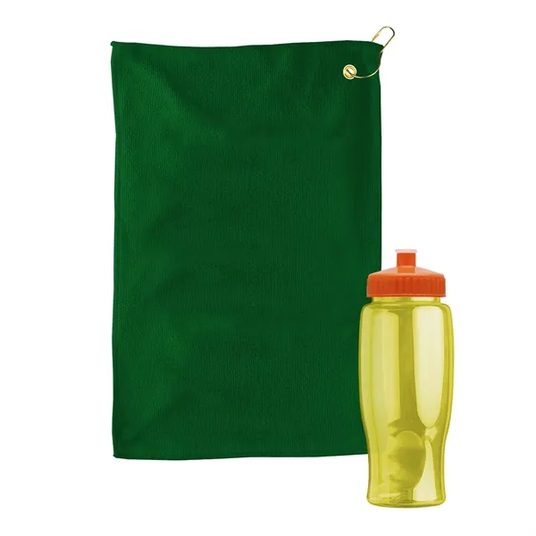 27 oz. Poly-pure transparent bottle with microfiber golf towel. Towel is... from ASI 40480 Koozie Group