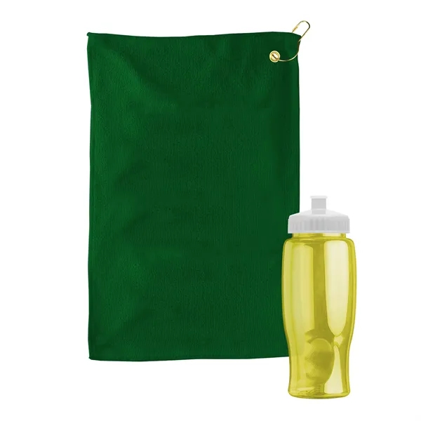 27 oz. Poly-pure transparent bottle with microfiber golf towel. Towel is... from ASI 40480 Koozie Group