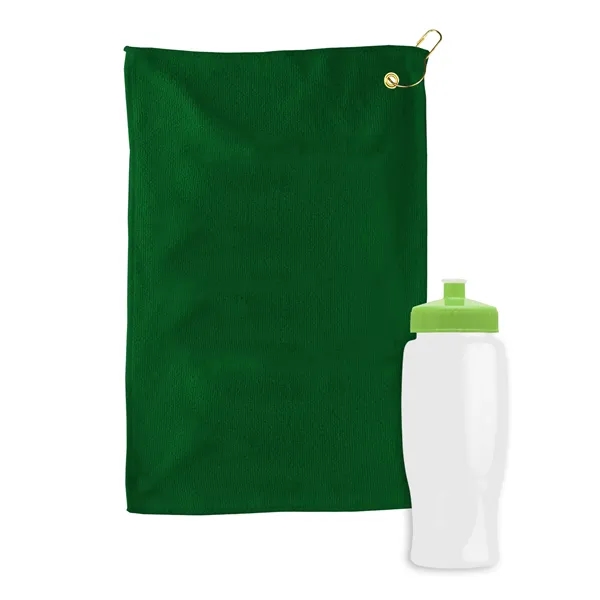 27 oz. Poly-pure transparent bottle with microfiber golf towel. Towel is... from ASI 40480 Koozie Group
