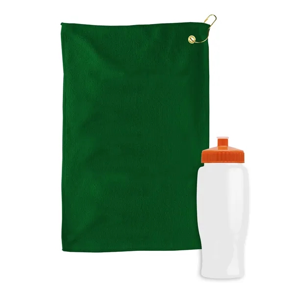 27 oz. Poly-pure transparent bottle with microfiber golf towel. Towel is... from ASI 40480 Koozie Group
