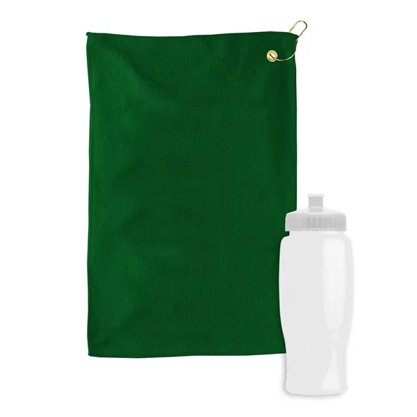 27 oz. Poly-pure transparent bottle with microfiber golf towel. Towel is... from ASI 40480 Koozie Group