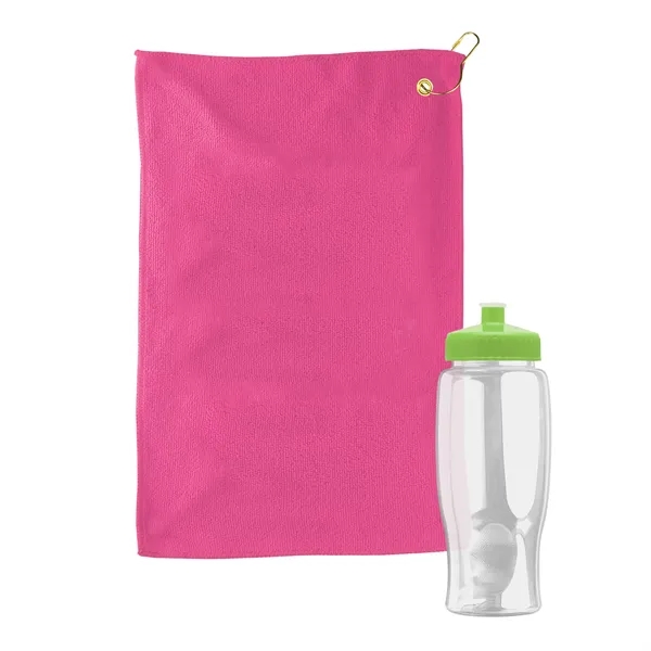 27 oz. Poly-pure transparent bottle with microfiber golf towel. Towel is... from ASI 40480 Koozie Group