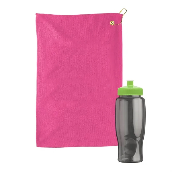 27 oz. Poly-pure transparent bottle with microfiber golf towel. Towel is... from ASI 40480 Koozie Group