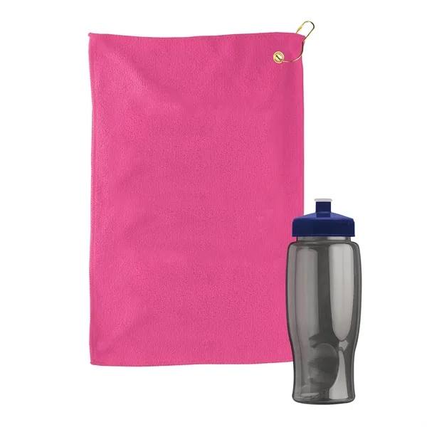 27 oz. Poly-pure transparent bottle with microfiber golf towel. Towel is... from ASI 40480 Koozie Group