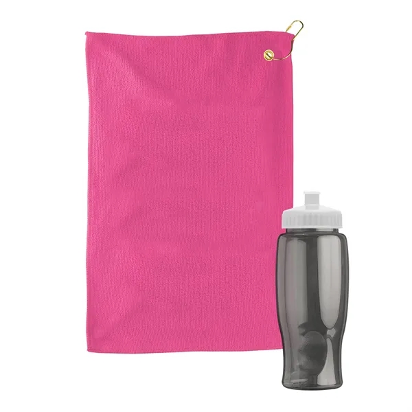27 oz. Poly-pure transparent bottle with microfiber golf towel. Towel is... from ASI 40480 Koozie Group