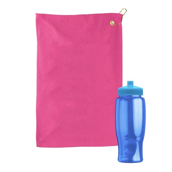 27 oz. Poly-pure transparent bottle with microfiber golf towel. Towel is... from ASI 40480 Koozie Group