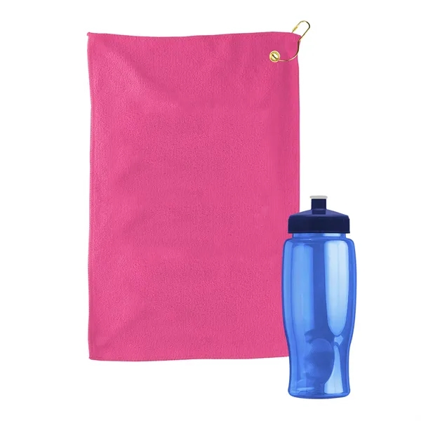 27 oz. Poly-pure transparent bottle with microfiber golf towel. Towel is... from ASI 40480 Koozie Group