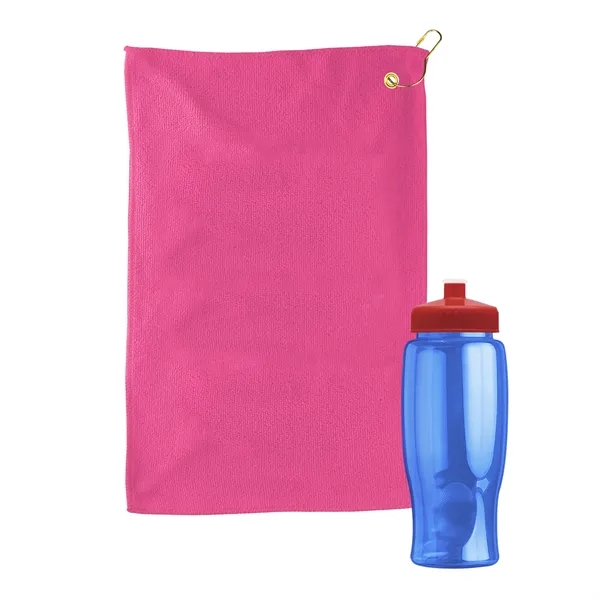 27 oz. Poly-pure transparent bottle with microfiber golf towel. Towel is... from ASI 40480 Koozie Group