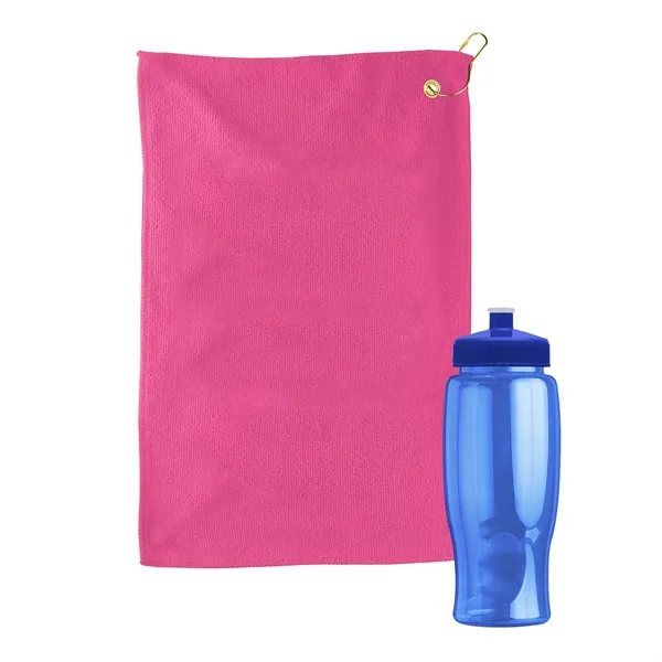 27 oz. Poly-pure transparent bottle with microfiber golf towel. Towel is... from ASI 40480 Koozie Group
