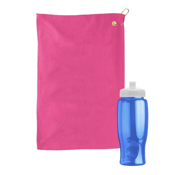 27 oz. Poly-pure transparent bottle with microfiber golf towel. Towel is... from ASI 40480 Koozie Group