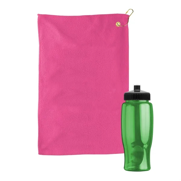 27 oz. Poly-pure transparent bottle with microfiber golf towel. Towel is... from ASI 40480 Koozie Group