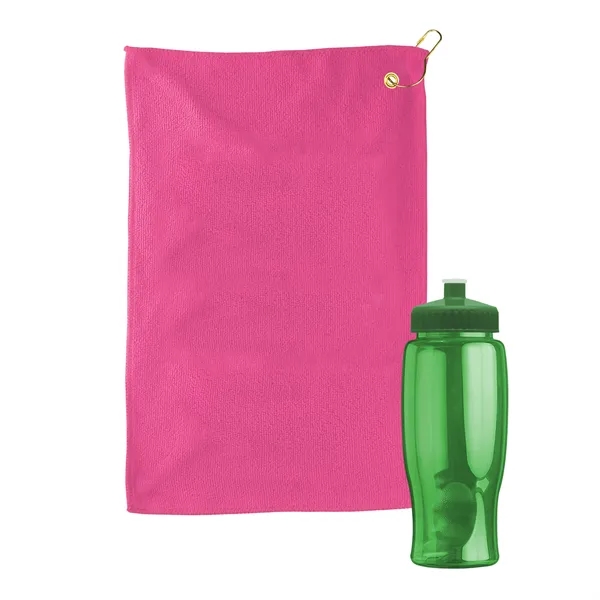 27 oz. Poly-pure transparent bottle with microfiber golf towel. Towel is... from ASI 40480 Koozie Group