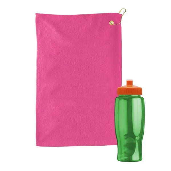 27 oz. Poly-pure transparent bottle with microfiber golf towel. Towel is... from ASI 40480 Koozie Group