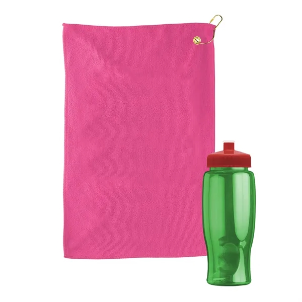 27 oz. Poly-pure transparent bottle with microfiber golf towel. Towel is... from ASI 40480 Koozie Group
