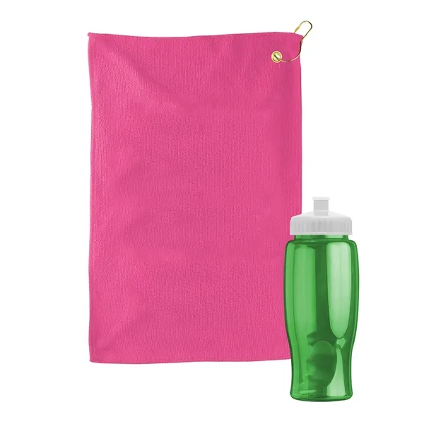 27 oz. Poly-pure transparent bottle with microfiber golf towel. Towel is... from ASI 40480 Koozie Group