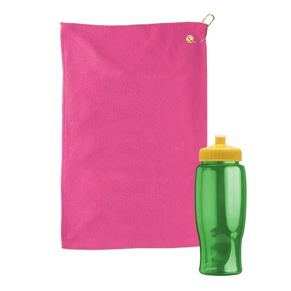 27 oz. Poly-pure transparent bottle with microfiber golf towel. Towel is... from ASI 40480 Koozie Group