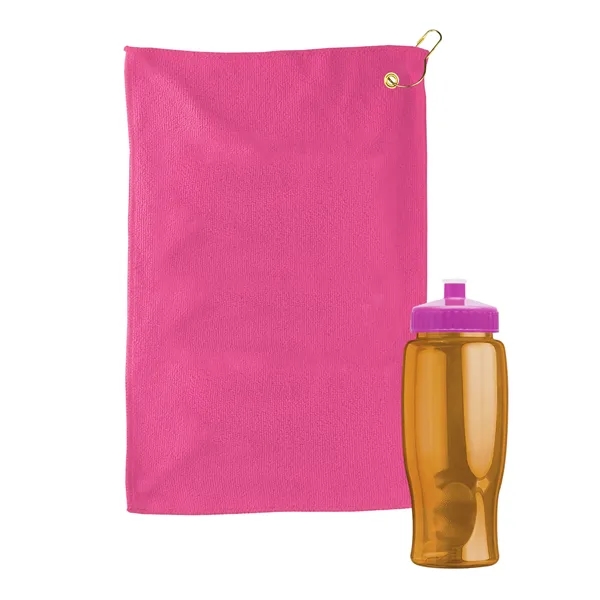 27 oz. Poly-pure transparent bottle with microfiber golf towel. Towel is... from ASI 40480 Koozie Group