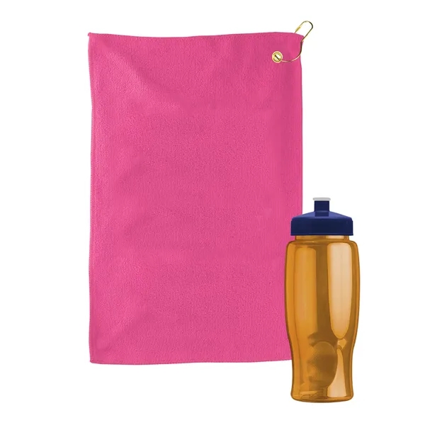 27 oz. Poly-pure transparent bottle with microfiber golf towel. Towel is... from ASI 40480 Koozie Group