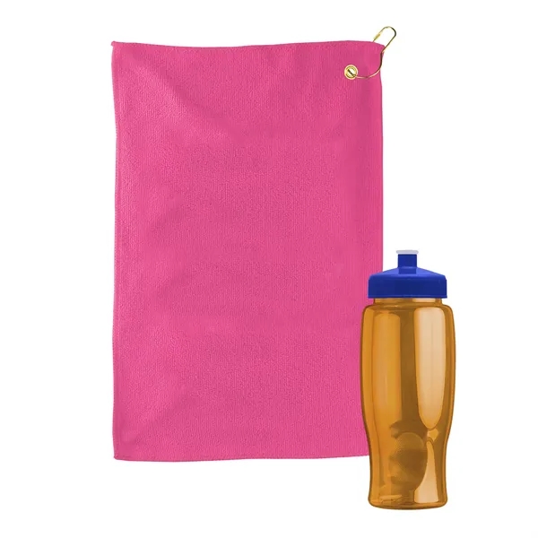 27 oz. Poly-pure transparent bottle with microfiber golf towel. Towel is... from ASI 40480 Koozie Group