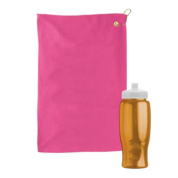 27 oz. Poly-pure transparent bottle with microfiber golf towel. Towel is... from ASI 40480 Koozie Group