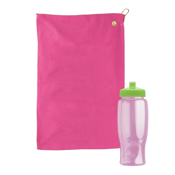 27 oz. Poly-pure transparent bottle with microfiber golf towel. Towel is... from ASI 40480 Koozie Group