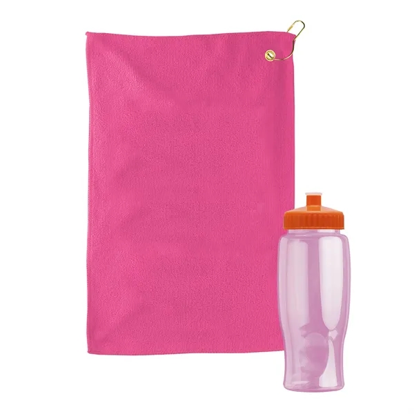 27 oz. Poly-pure transparent bottle with microfiber golf towel. Towel is... from ASI 40480 Koozie Group