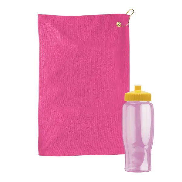 27 oz. Poly-pure transparent bottle with microfiber golf towel. Towel is... from ASI 40480 Koozie Group