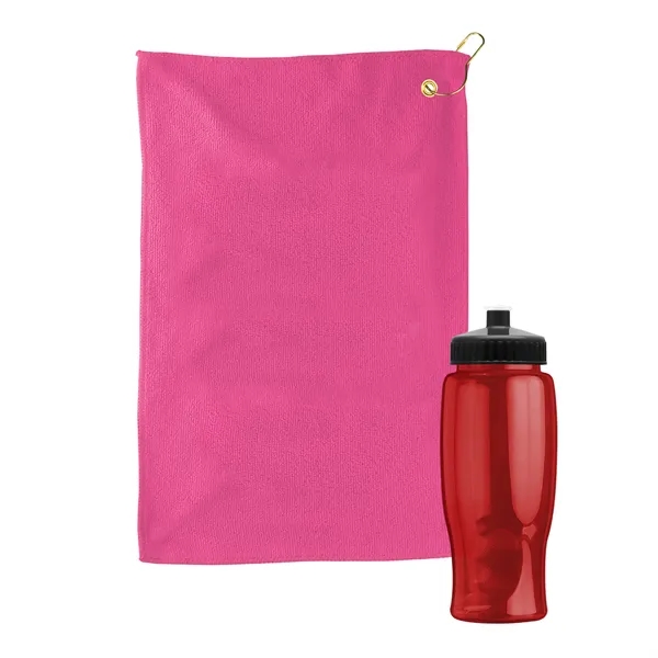 27 oz. Poly-pure transparent bottle with microfiber golf towel. Towel is... from ASI 40480 Koozie Group