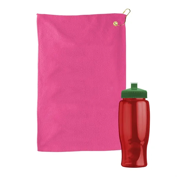 27 oz. Poly-pure transparent bottle with microfiber golf towel. Towel is... from ASI 40480 Koozie Group