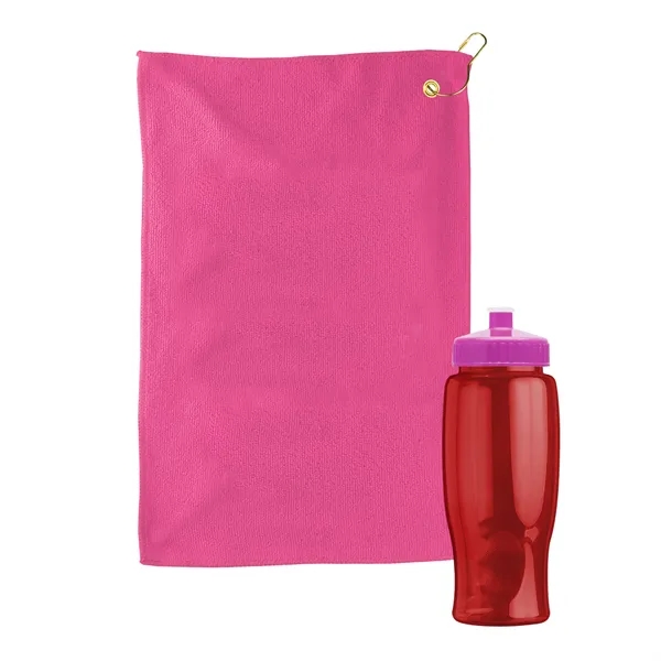27 oz. Poly-pure transparent bottle with microfiber golf towel. Towel is... from ASI 40480 Koozie Group