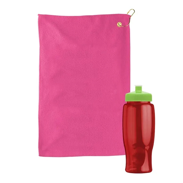 27 oz. Poly-pure transparent bottle with microfiber golf towel. Towel is... from ASI 40480 Koozie Group