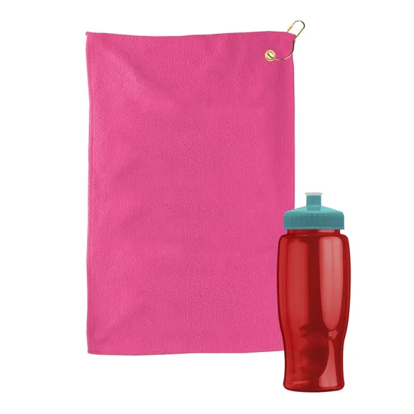 27 oz. Poly-pure transparent bottle with microfiber golf towel. Towel is... from ASI 40480 Koozie Group