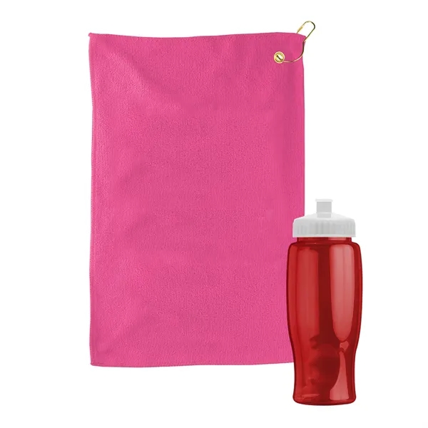 27 oz. Poly-pure transparent bottle with microfiber golf towel. Towel is... from ASI 40480 Koozie Group