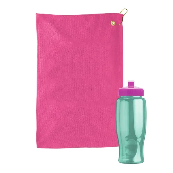 27 oz. Poly-pure transparent bottle with microfiber golf towel. Towel is... from ASI 40480 Koozie Group