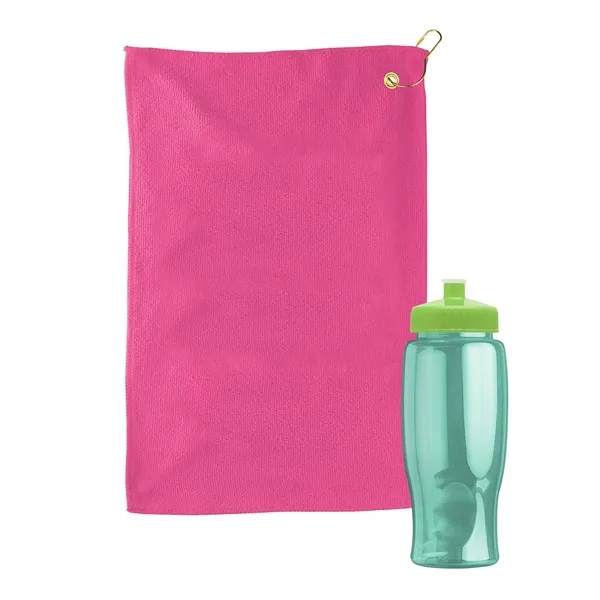 27 oz. Poly-pure transparent bottle with microfiber golf towel. Towel is... from ASI 40480 Koozie Group